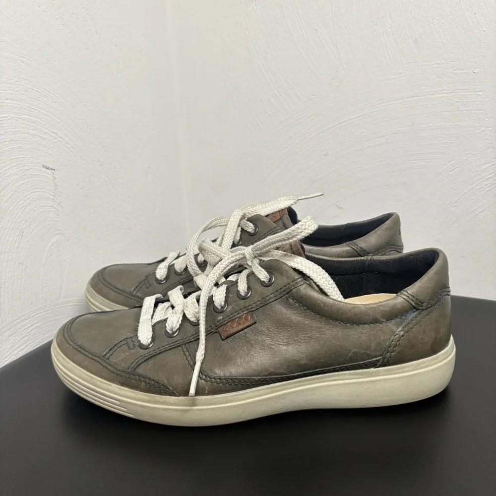 Ecco Men's Soft 7 Brown/Green Leather Low Top Lace-Up Sneakers Shoes Sz 39/5-5.5